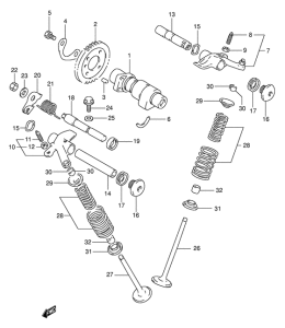 DR350 Распределительный вал-клапаны