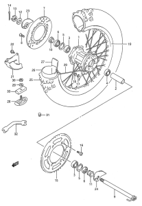 RMX250 Rear wheel complete assy
