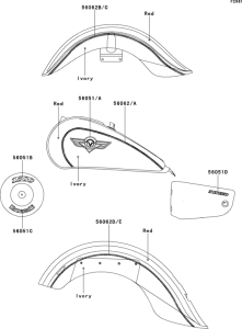 VN1500 Decals(red / ivory)