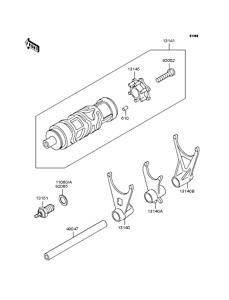 VN250 Gear change drum & forks