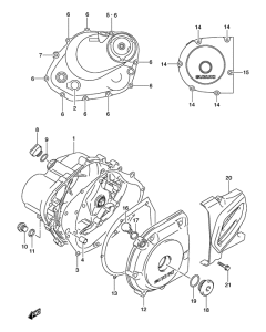 DR-Z125 Crankcase cover ass`y  (v