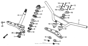 XR80 Handlebar + top bridge + steering stem 83-84