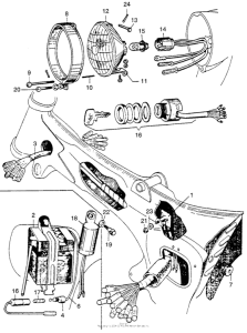 CA110 Headlight + battery + wire harness