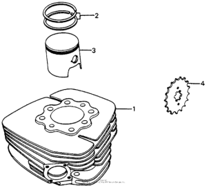 CR250 Piston + cylinder + sprocket