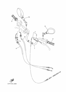 YBR125ED Рулевой рычаг и кабель
