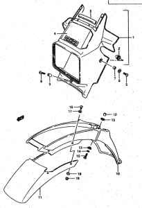 DR500 Headlamp housing - front fender