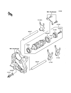 ZR1000 Gear change drum / shift fork