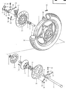 GS550 Rear wheel complete assy