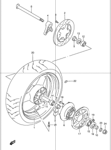 GSF1200S Rear wheel complete assy
