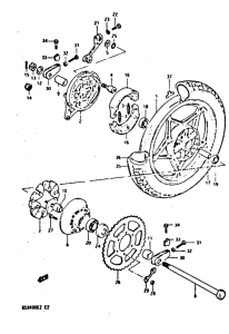 GSX400 Rear wheel complete assy