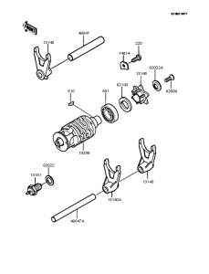 AR125S Gear change drum & forks