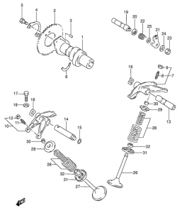 DR650 Распределительный вал-клапаны