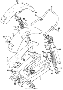 CL200 Rear shock absorber + swingarm + rear fender