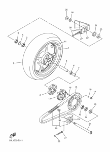 YZF-R6S Rear wheel complete assy