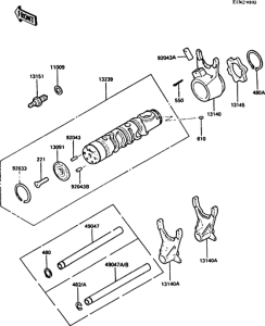 ZX550 Валы и вилки переключения передач