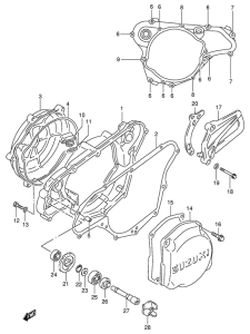 RM125 Crankcase cover- water pump