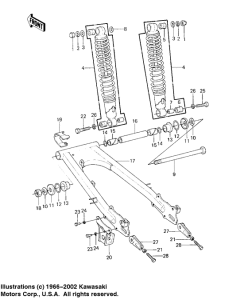KE125 Swing arm / shock absorbers