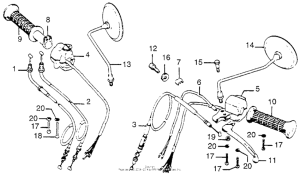 CB750 Handle lever + switch + cable