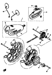 TY50 Fuel tank, oil tank, wheels