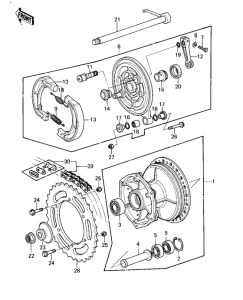  Rear hub / brake / chain