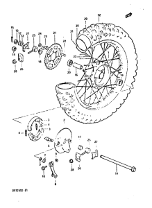 DR125 Rear wheel complete assy