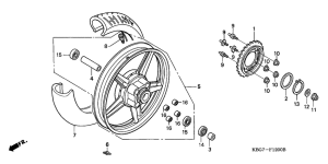 CB250 Rear wheel complete assy