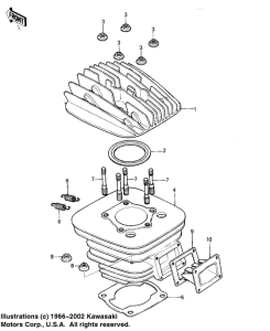 KX125 Cylinder head / cylinder / reed valve