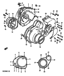 GS550 Crankcase cover ass`y  (v