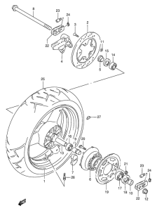 GSX-R1100 Rear wheel complete assy