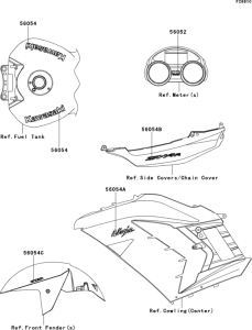 ZX1400 Наклейки (белый - EDF)