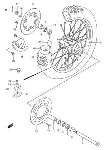RM250 Rear wheel complete assy