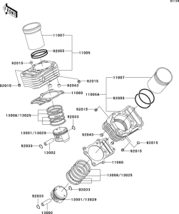 VN800 Цилиндр и поршни