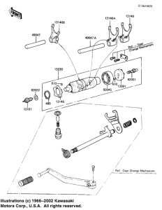 KL250 Gear change drum & forks