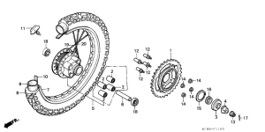 XL185 Rear wheel complete assy