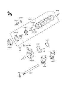 ZR750 Gear change drum & forks