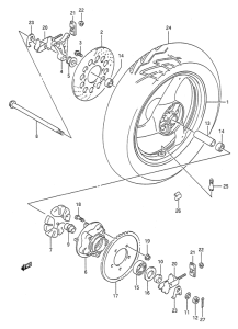 GS500 Rear wheel complete assy