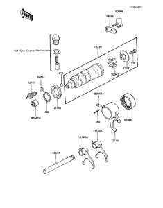 KZ1000 Gear change drum & forks