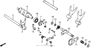 XR500 Shift drum + shift fork