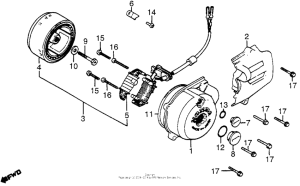 XR200R Left crankcase cover + alternator