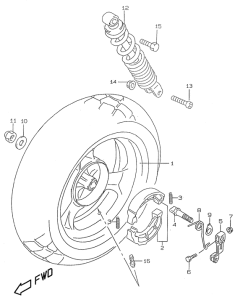 AY50 Rear wheel complete assy