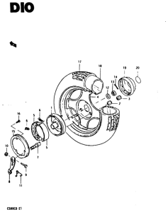 CS80 Rear wheel complete assy