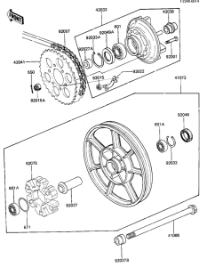 KZ750 Rear wheel / hub / chain