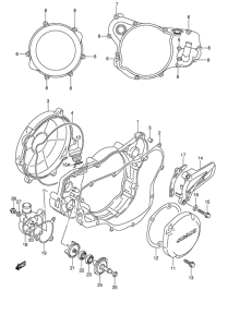 RM250 Crankcase cover- water pump
