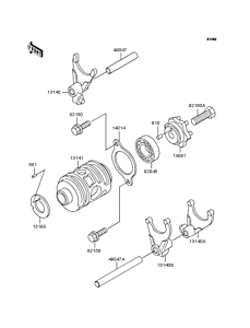  Gear change drum & forks