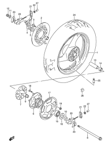 GSX600 Rear wheel complete assy