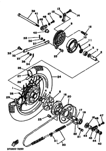 RT100 RT100B Rear wheel complete assy