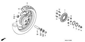 CB250 Rear wheel complete assy