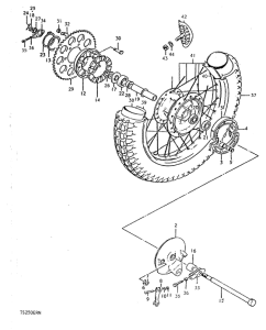 TS250 Rear wheel complete assy