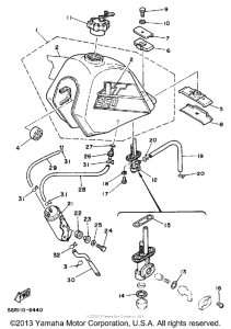XT350SC (CA ED.) Топливный бак