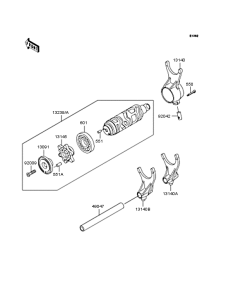 VN1500 Gear change drum & forks